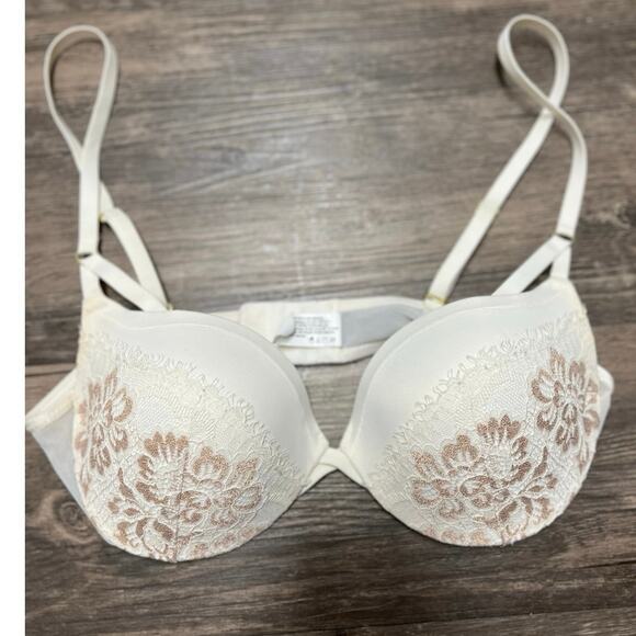 Maidenform Love the Lift Push Up Lace Demi Bra White Rose Gold 34C Feminine - Picture 5 of 7